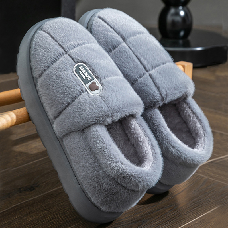 【冬季大码男鞋加绒加厚棉拖鞋】