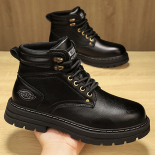 特大码男鞋45秋季新款马丁靴46高帮宽楦薄款47真皮工装男款靴子48