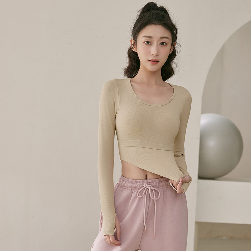 春夏款带胸垫瑜伽服上衣女