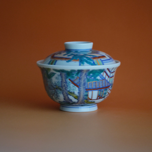 葭元里茶集  十方斗彩 山林云境 髹金工艺传统重工系列盖碗孤品款