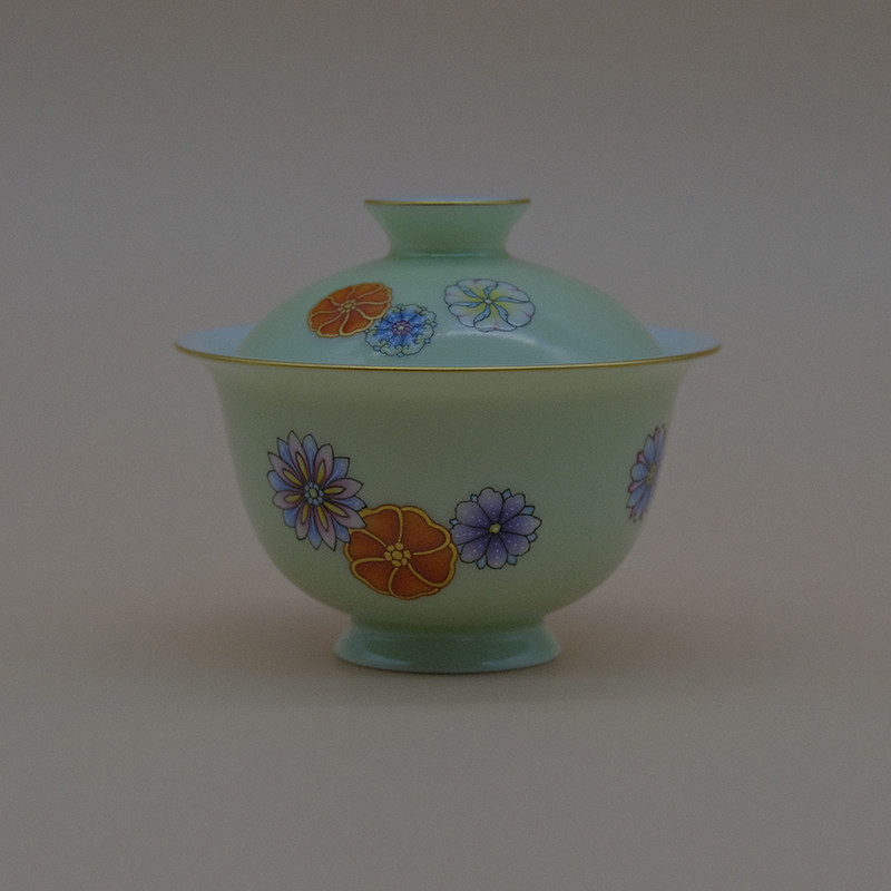 葭元里茶集 物色素心松青皮球花盖碗壶承开窑上新