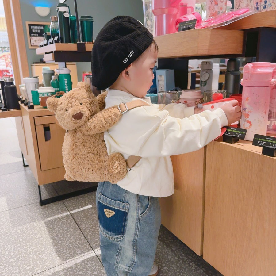 英国巴塞罗熊背包双肩包小熊包毛绒玩具玩偶公仔生日礼物儿童学生