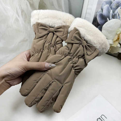 滑雪骑行保暖防寒触屏棉手套女士