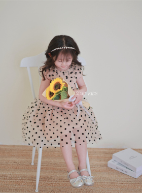 Domikids女童波点裙无袖公主领公主裙可爱休闲女童童装连衣裙