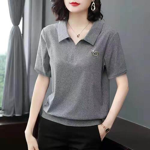 短袖翻领常规POLO衫棉质女装