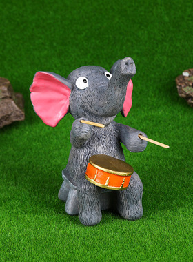 跨境树脂工艺品摆件家居装饰艺术大象摆件树脂摆件敲鼓大象装饰