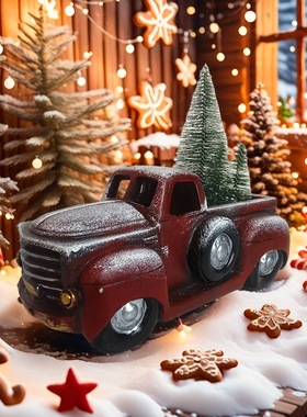 圣诞节新款热销圣诞红色小汽车圣诞树装饰雕像圣诞节日树脂工艺品
