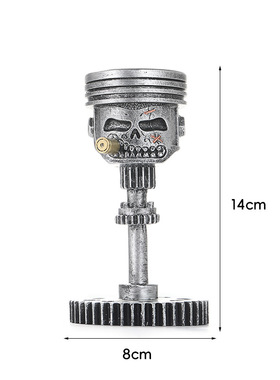 跨境热销PistonSkullFaceSculpture雕塑树脂活塞头骨人脸齿轮摆件