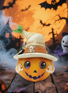 万圣节新品帽子南瓜树脂摆件