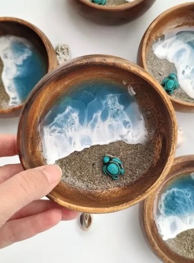 跨境碗里的海世界Handmade ocean bowl装饰品摆件沙滩微观世界