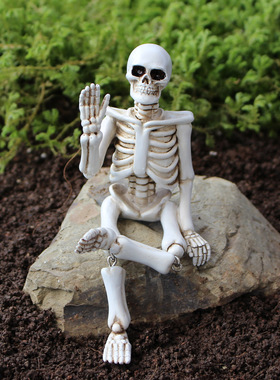 现货万圣节新品挥手骷髅摆件树脂工艺品摆件庭院花园家居装饰摆件