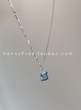 925纯银渐变蓝宝石/紫色锁骨链