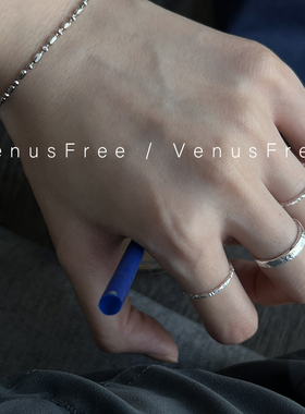 VenusFree韩国进口925纯银异形设计细/宽锡纸戒指环男女叠戴日常
