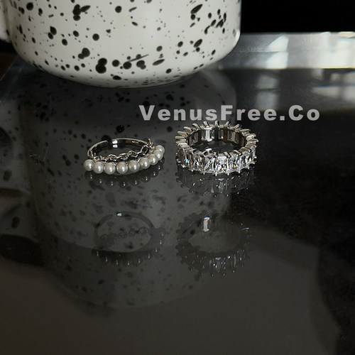 叠戴超特别大锆石甜酷珍珠链条