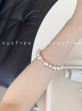 925纯银简约韩国大号豆豆手链