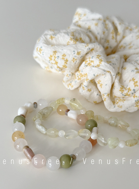 绿豆沙」du家手工定制多宝串天然玛瑙金葡石白母贝手串珠珠手链