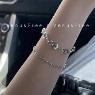 2选· 韩国进口925纯银博主日常叠戴细珠珠/做旧重工复古爱心手链