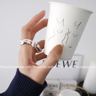 ins博主同款 多层加厚加粗加宽990素银纯银戒指指环 简约欧美韩国