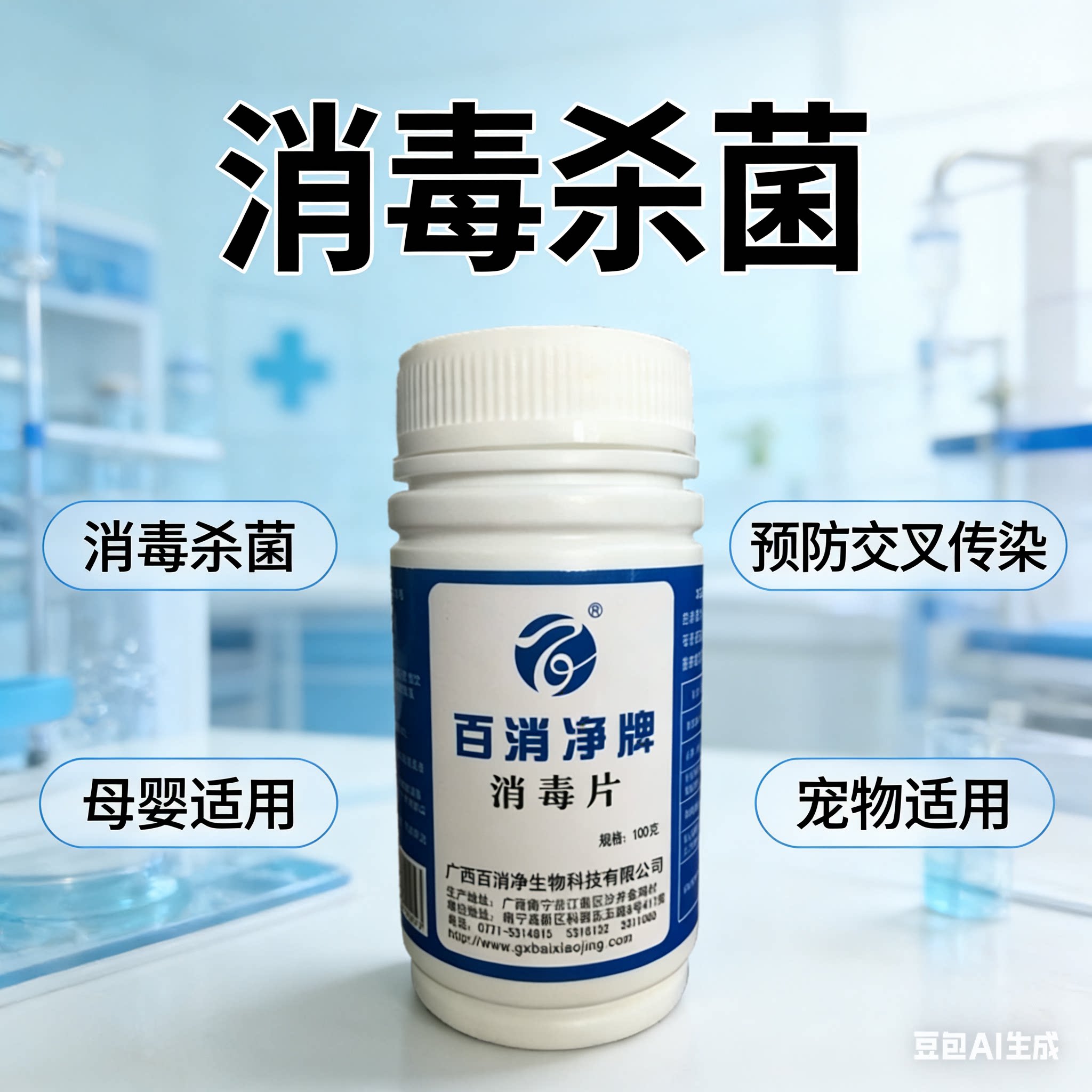 百消净牌消毒片100g/瓶消毒消毒液