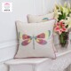 绣花靠枕 乡村田园天然亚麻刺绣蜻蜓靠垫抱枕 美丽风景美式 法式
