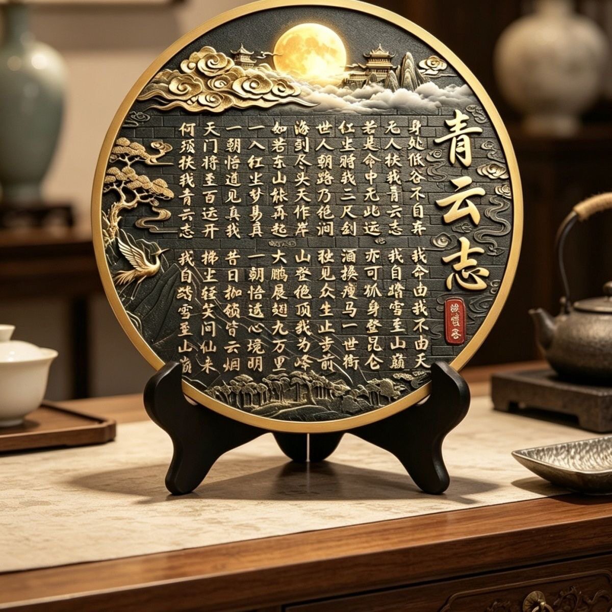 【封金边】青云志书法字画摆台全诗挂画励志桌面书房办公室客厅图片