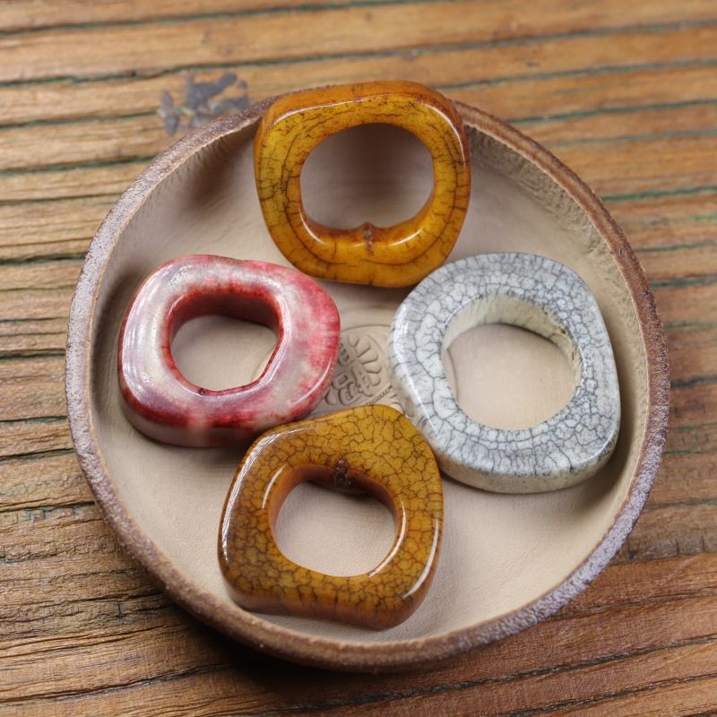 藏区牦牛骨开片跑环吊坠跑环平安扣文玩配饰老料文玩男女通用骨头