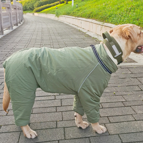 宠物狗棉衣包肚子可牵引四脚衣服