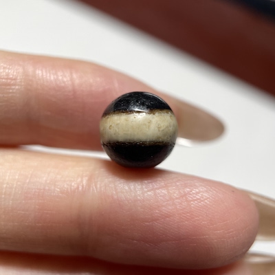 西亚百年镶蚀黑白一线药师玛瑙珠10mm 念珠手串手链diy配珠 1572