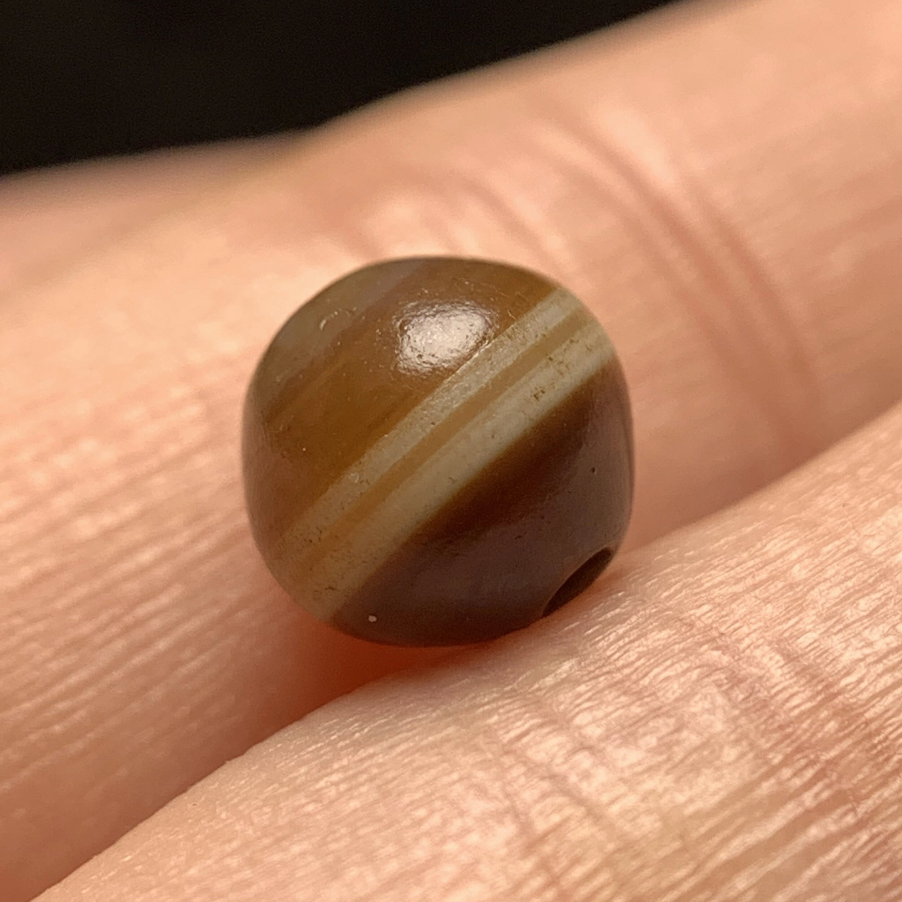 百年缠丝满风化一线老药师玛瑙玉髓珠7.3mm 配珠配饰单珠 1681