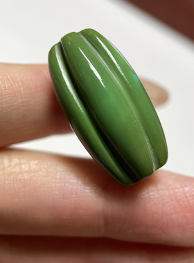 藏地菜籽绿老绿松石瓜珠24.4mm 锁骨链项链念珠顶珠单珠配珠 292