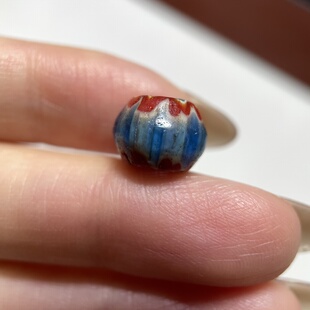 雪佛兰蓝色老琉璃单珠10.8mm 念珠佛珠手串老配珠单珠散珠老珠708