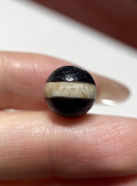 西亚百年镶蚀黑白一线药师玛瑙珠10.5mm 念珠手串手链diy配珠1574