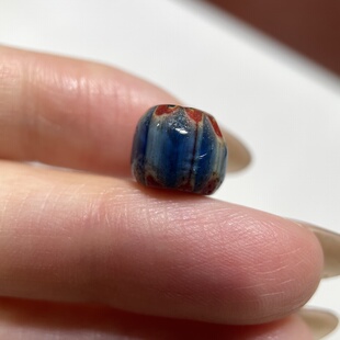 雪佛兰蓝色老琉璃单珠9.8mm 念珠佛珠手串老配珠单珠散珠老珠 712