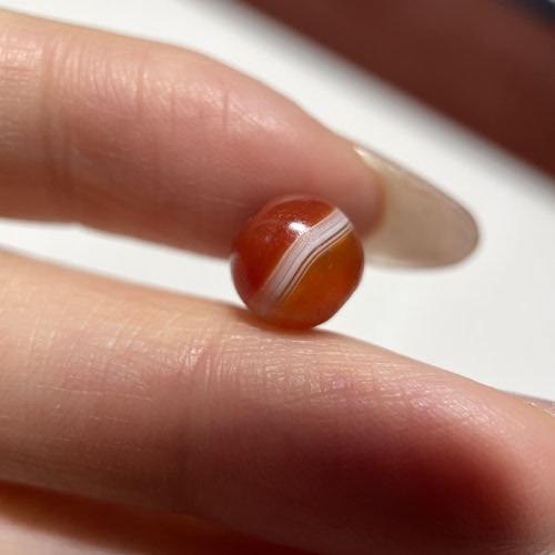 百年红白三色缠丝满风化一线老药师玛瑙玉髓珠8mm 配珠老珠 1828