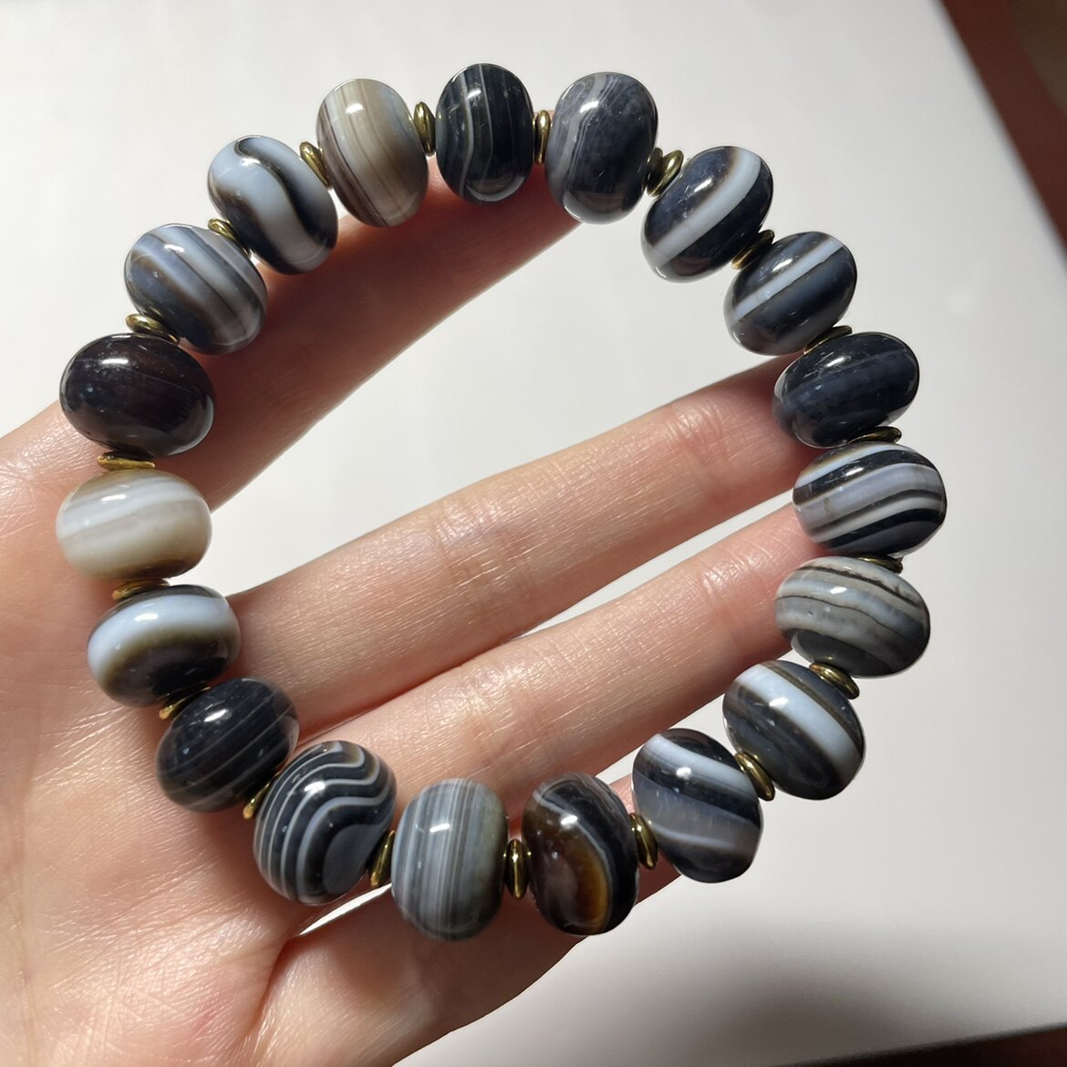 西亚一线缠丝灰皮蓝沁老药师玛瑙手串14mm 手链男女款礼物 291