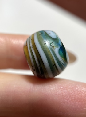 藏地百年三色搅胎老琉璃单珠15mm 念珠手串星月紫檀多宝配珠 725