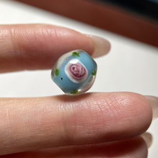 点彩花老蓝琉璃桶珠11.5mm 佛珠念珠手串配珠diy配饰配珠老珠 362