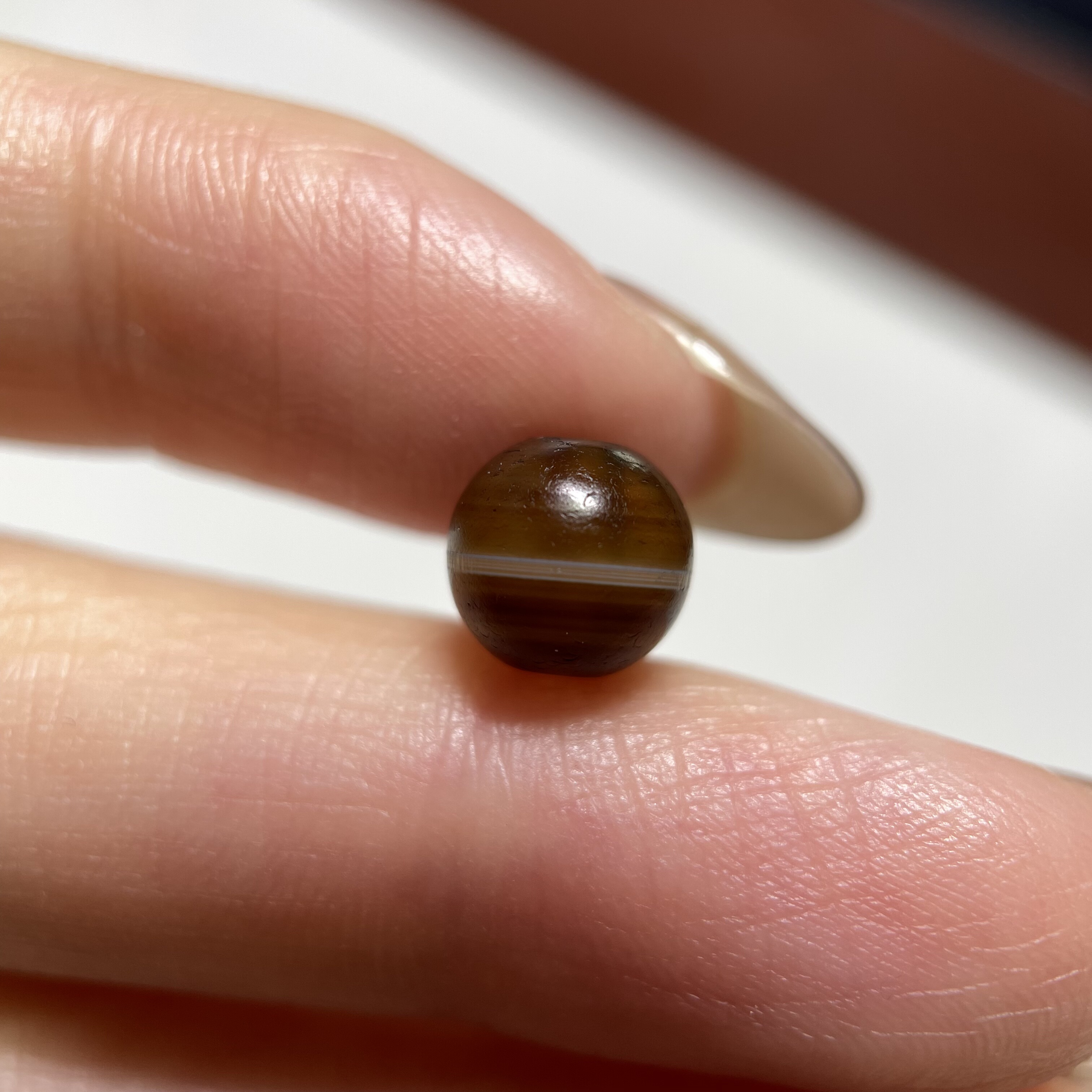 百年糖色缠丝满风化一线老药师玛瑙玉髓珠7.7mm 配珠配饰单珠 688