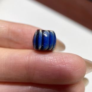 雪佛兰蓝色老琉璃单珠9.6mm 念珠佛珠手串老配珠单珠散珠老珠490