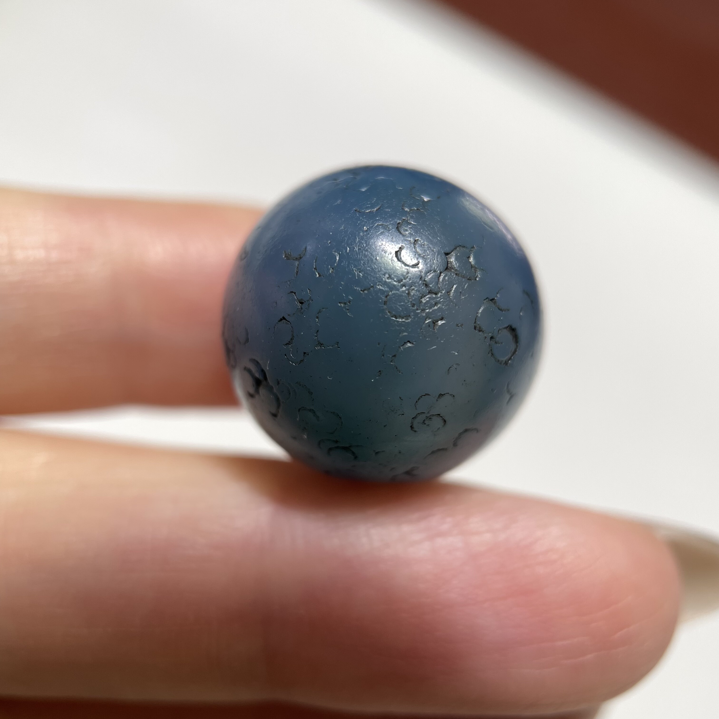 百年蓝玉髓老玛瑙圆珠17.2mm 润透大尺寸主珠锁骨链手串多宝 1385