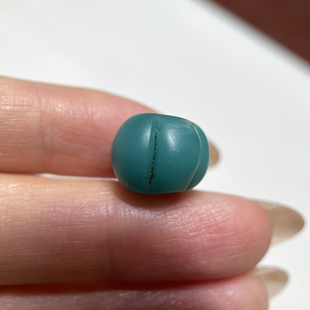 大孔道湖水蓝老琉璃瓜珠13mm手串念珠多宝老珠diy配珠配饰单珠246