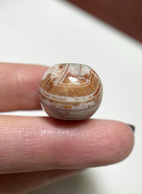 百年佛眼奶皮奶沁嫩色老玉髓玛瑙单珠16.5mm 大孔道配珠配饰 183