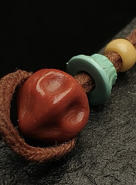 天然百香籽绿松石三通佛头16mm 文玩念珠佛珠手串DIY配饰配珠1662