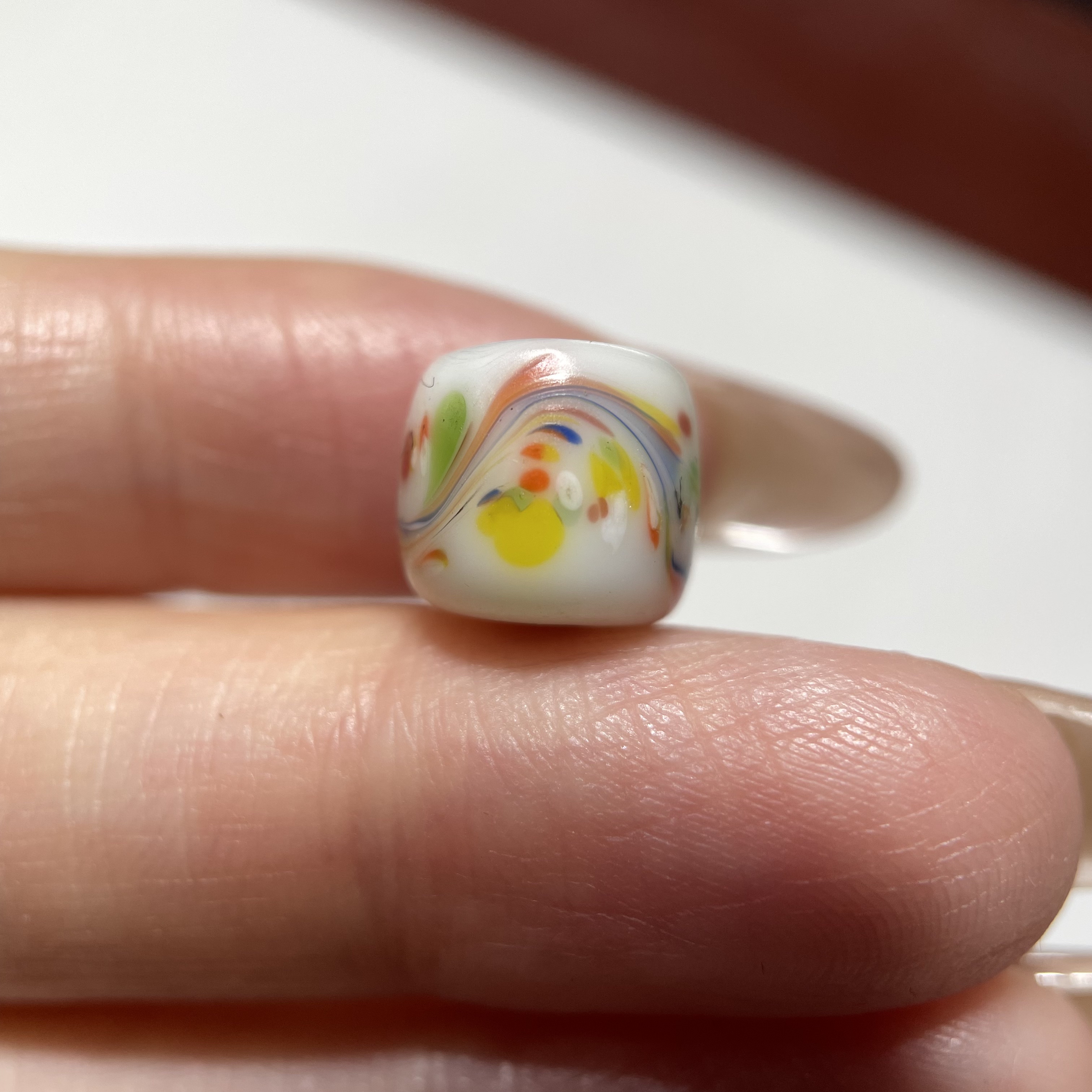 点彩花老琉璃桶珠10.2mm 佛珠念珠手串配珠diy配饰单珠老珠子1559