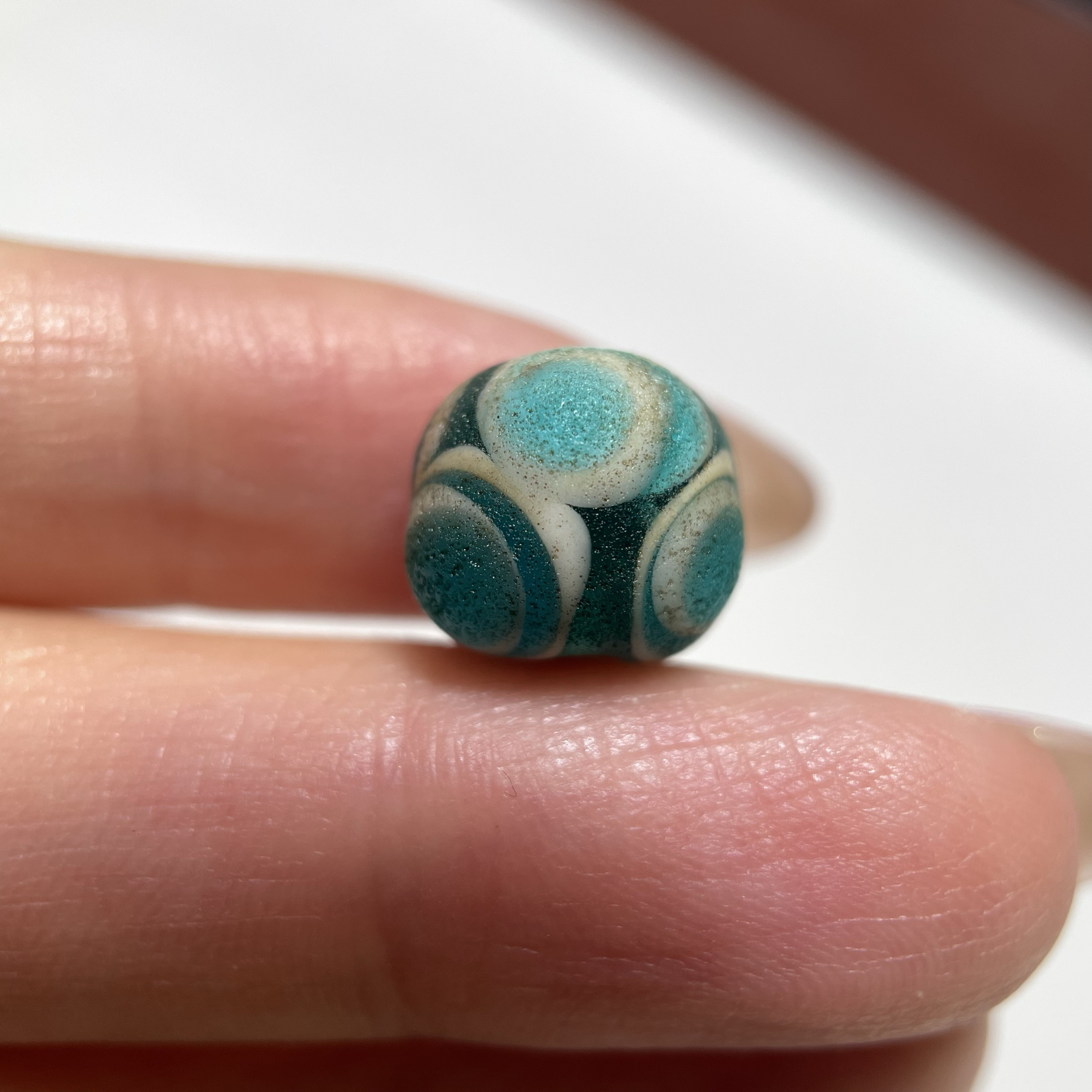 西亚高古蜻蜓眼老琉璃11mm 念珠多宝配珠配饰对珠diy配饰老珠1055