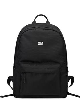 潮牌运动双肩旅行背包男女中大学生笔记本电脑包简约休闲黑色书包