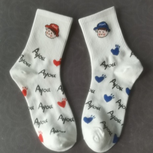 40码 精梳棉 袜子男女棉袜中筒袜卡通袜 订单尾货清仓