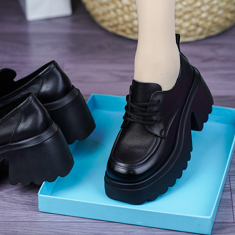 头层牛皮厚底粗跟英伦风乐福鞋