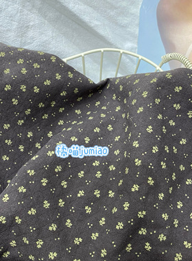 橘喵jumiao秋冬深灰色田园碎花家居布艺桌布全棉连衣裙文艺花棉布