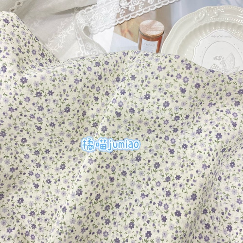 橘喵jumiao田园风紫雾小碎花棉布料全棉茶歇裙娃衣桌布手工diy夏